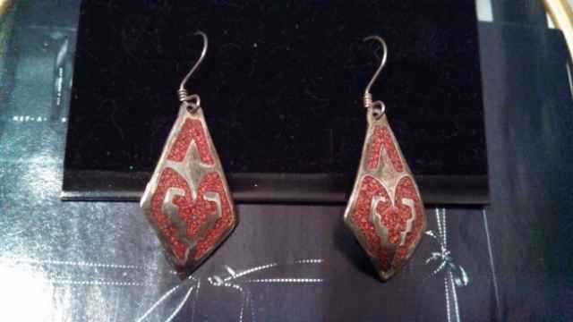 Sterling Silver Red Turquoise Earring