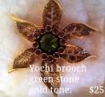 Green Stone Vintage Pin by Yochi