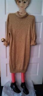 gold shimmer Sweater Knit Dress Small 1
