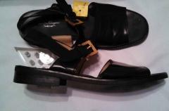 Ferragamo Black Leather Ankle Strap Sandal 8.5